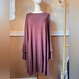 LOFT Mauve Bell Sleeve Dress Size M
